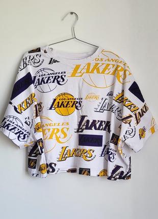 Оверсайз футболка кроп-топ los angles lakers