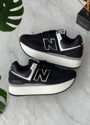 Женские кроссовки new balance 574+ platform black