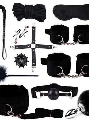Полный комплект для bdsm 12 элементов №2 черный k0674-1