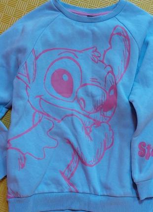 Стіч stitch теплий батнік disney світшот голубий кофта 11-12 років новий