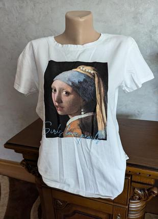 Футболка белая удлиненная м