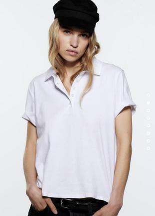 Біла футболка поло, біле поло zara