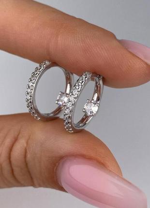Серьги серебряные с фианитами
