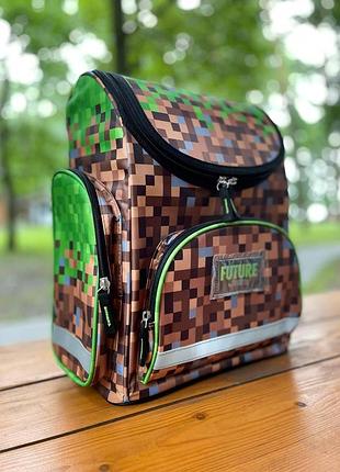 Дитячий рюкзак майнкрафт для хлопчиків 1,2,3 в школу з ортопедичною спинкою твердий ранець для дітей