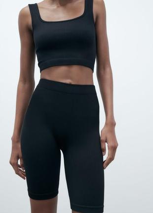 Черные белые синие велосипедки шорты в рубчик zara