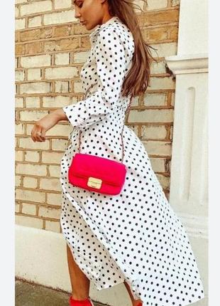 Неймовірна сукня  в горох з льону та котону zara s