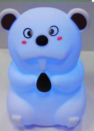 Силиконовый ночник бобер 7 led цветов usb ночник-светильник