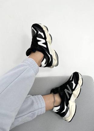 Жіночі кросівки в стилі new balance 9060 нью беленс / демісезонні / весняні, літні, осінні / замша, шкіра, текстиль / бежеві, сірі, чорні, білі