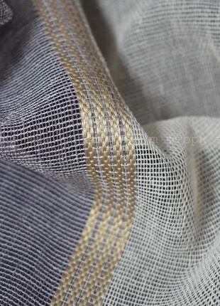 Тюль лен полосатый фиолетовый 1.4 +3м