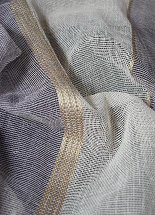 Тюль лен полосатый фиолетовый 1.4 +3м