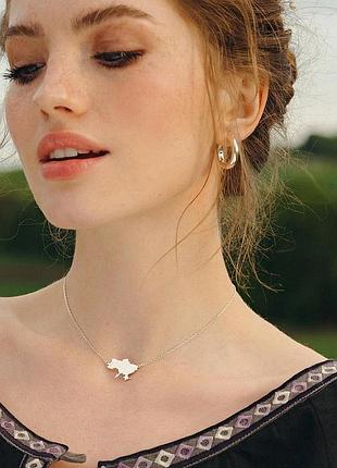 Серебряное колье клетка украины покрыто родием