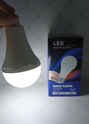 Светодиодная led лампа с аккумулятором автономная аварийная 12 w e27 лампочка с ...
