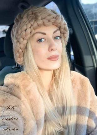 Шапка хельсінкі з мериносової вовни handmade