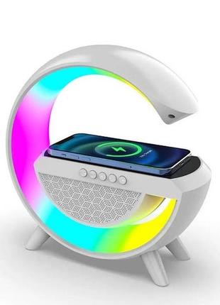 Настільна смарт лампа нічник g500 rgb g-smart light з бездротовою зарядкою 10w і bluetooth колонкою