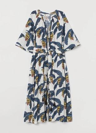 Льняное миди платье кафтан h&m