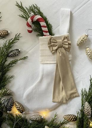 Новорічний рвздвяний носок для подарунків  сапожок декор ялинки дому7 фото
