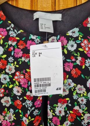 Шикарное шифоновое платье миди h&amp;m в цветочный принт.4 фото