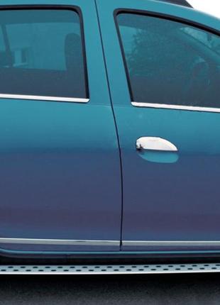 Накладки на ручки (4 шт, нерж.) carmos - турецкая сталь для renault logan mcv 2013-2022 гг