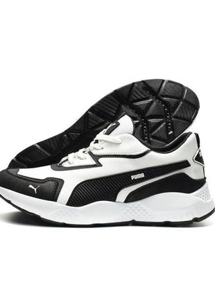 Шкіряні демісезонні кросівки puma колір білий, чорний