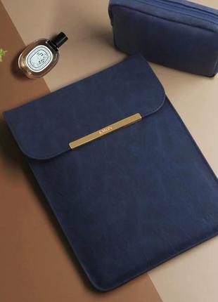 Чехол для macbook pro 15 и macbook pro 16 kmon синий с сумочкой для зу2 фото