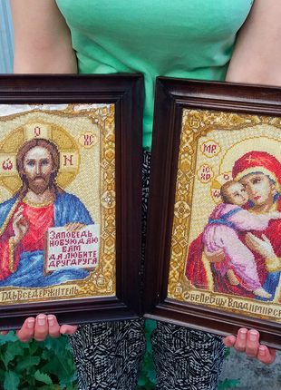 Ікони вишиті хрестиком, ручна робота. ціна за 2 ікони