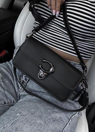 Черная кожаная сумка коач коуч coach клатч классическая сумка