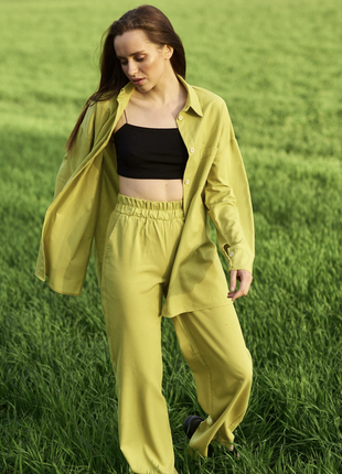 Лляні брюки вільного крою