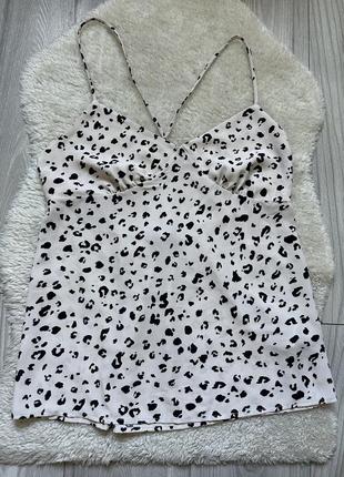 Блуза леопардовый принт майка на бретелях
