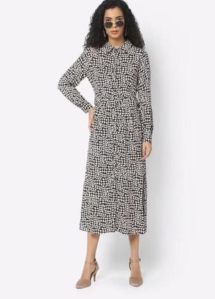 Стильное платье миди в гусиную лапку marks & spencer m&s