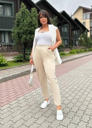 Брюки з легкої та якісної тканини😍 беж, чорний та блакитний l,xl,xxl,xxxl,4xl