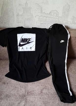 Мужской костюм футболка + штаны найк черный nike