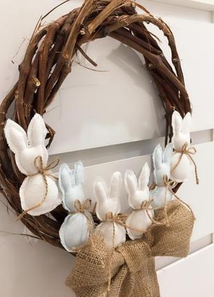Пасхальный венок пасхальный венок декор на пасху пасха зайчик бант подарок