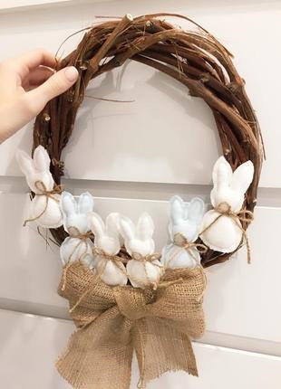 Пасхальный венок пасхальный венок декор на пасху пасха зайчик бант подарок