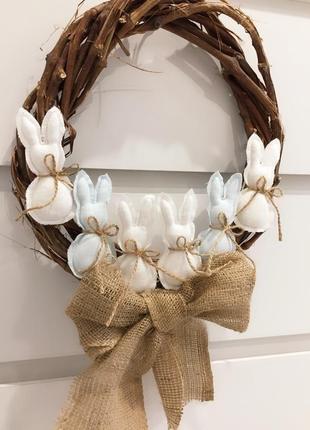 Пасхальный венок пасхальный венок декор на пасху пасха зайчик бант подарок