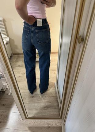 Серые джинсы zara wige leg брюки брюки прямые hm mango massimo dutti синие мом