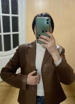 Піджак, жакет, блейзер, куртка, жіночий, шкіряний, коричневий, стильний, модний, брендовий, lalique.