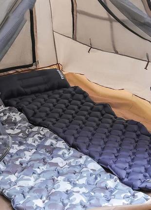 Коврик туристический матрас с встроенным насосом надувной каремат 180х65 см ammunation