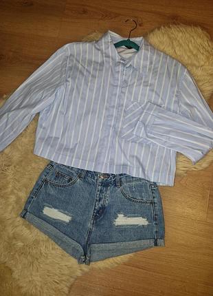 Короткая голубая рубашка devided (h&amp;m) 5