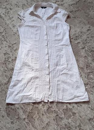 Белое платье на пуговицах р14