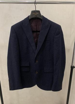 Шерстяной пиджак next темно синий
