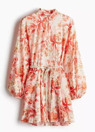 Новое воздушное платье пышное алотаны h&m хлопковое платье цветочное платье клеш макраме 2024