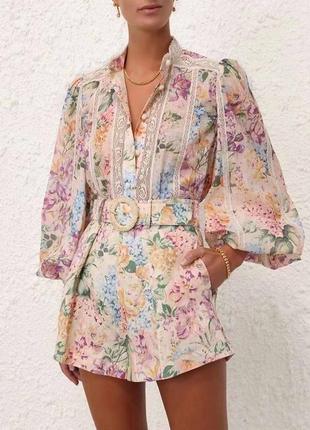 Коттоновый костюм с шортами в стиле zimmermann