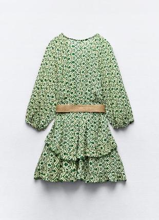 Платье женское зелено с ремнемzara new2 фото