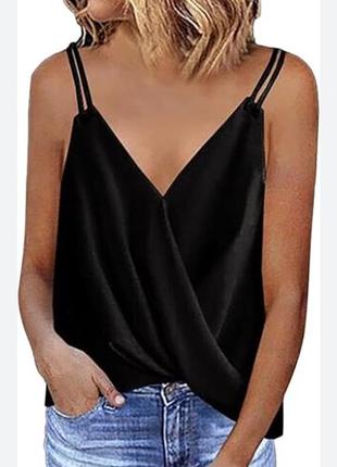 Шикарная и элегантная блуза /топ / майка на запах, на тонких двойных бретелях, от amisu