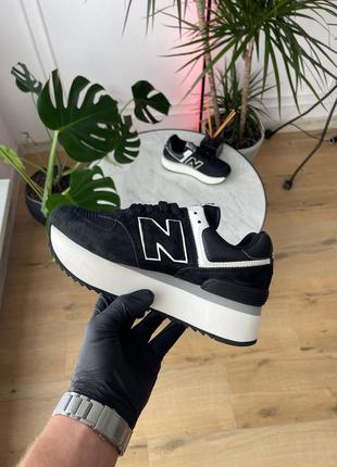 New balance 574+  platform black wl574zab9 фото