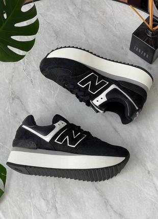 New balance 574+  platform black wl574zab10 фото