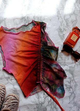 Яркий топ сеточка со стяжкой