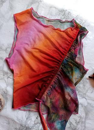 Яркий топ сеточка со стяжкой