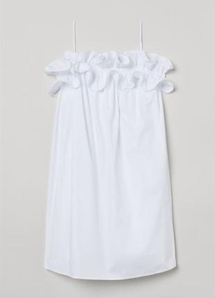 Белое короткое платье свободного кроя на бретельках от h&m2 фото