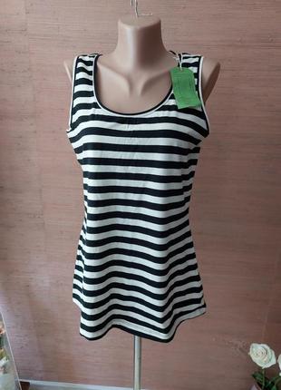 🩵🌸💚 крутая майка в черно-белую полоску cotton
